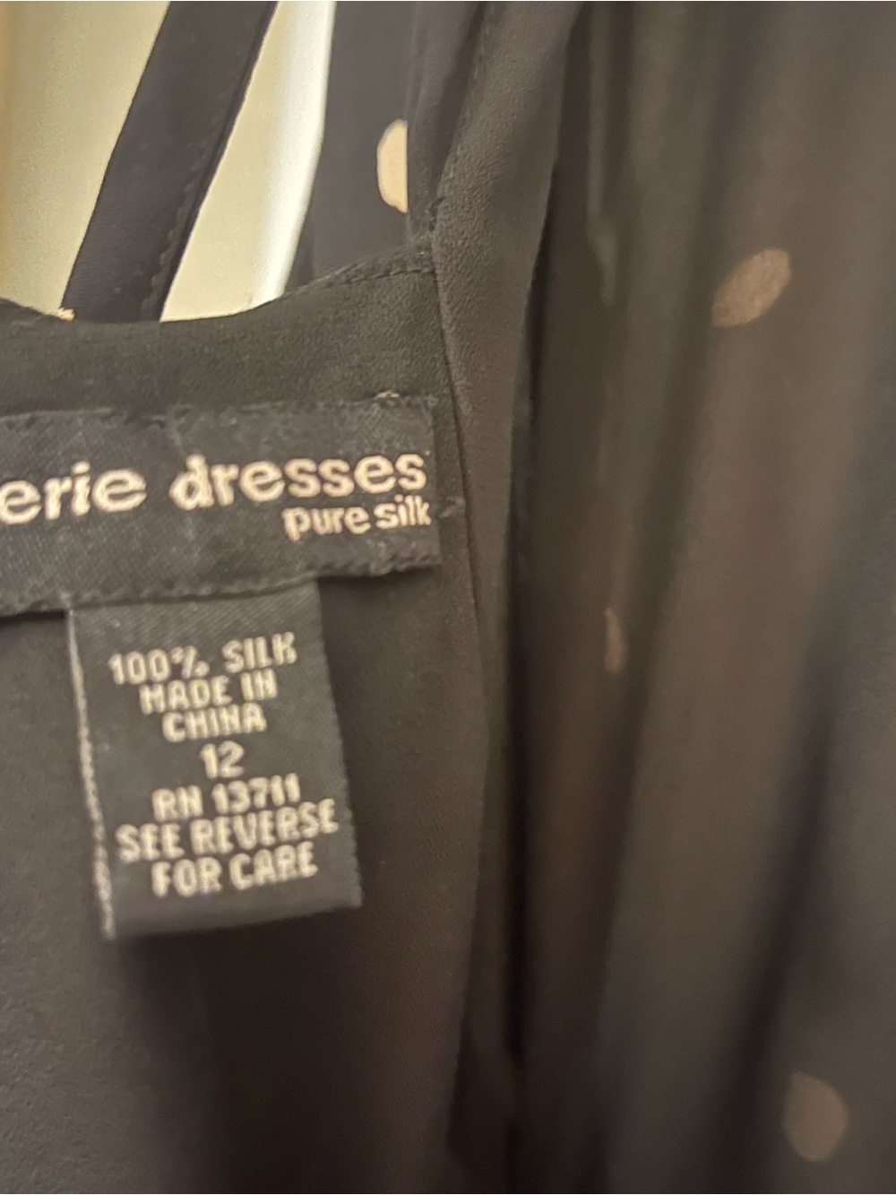 Valerie Dresses Elegant Black Silk Maxi Dress with Gold Polka Dots size 12 - Picture 7 of 8